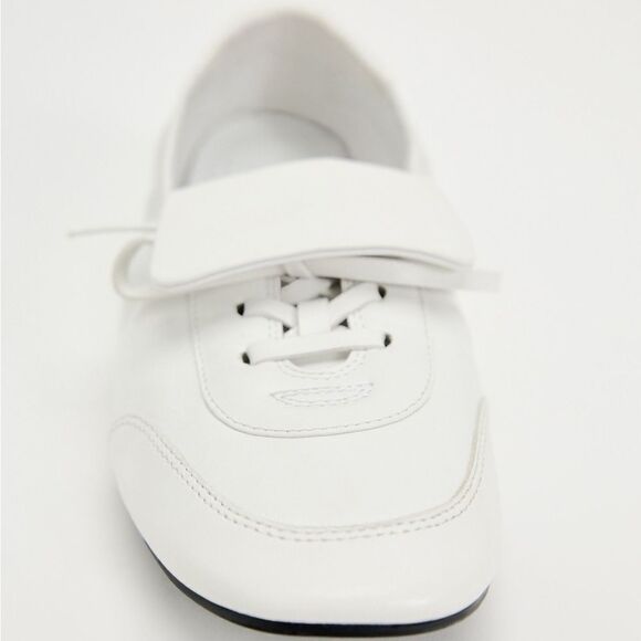 ZARA LACE-UP LOW HEEL LEATHER SHOES - Picture 4 of 16